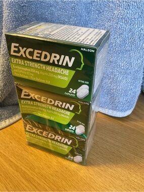 Excedrin Extra Strength Headache Pain Relief 24 Count 3 Boxes 72 Caplets Lot